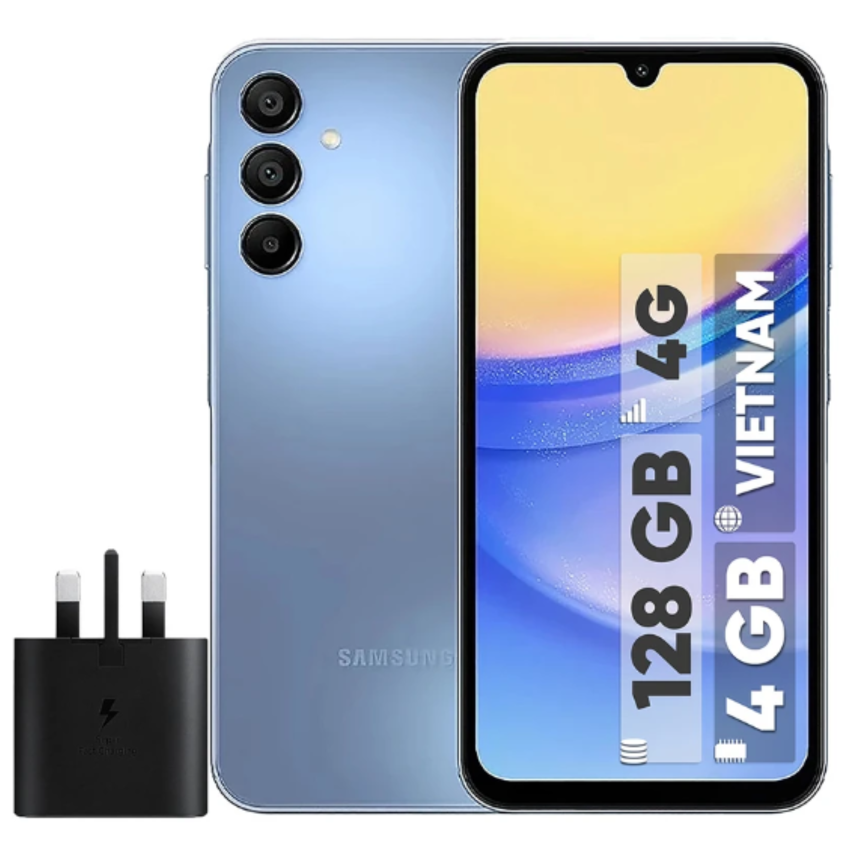 گوشی موبایل سامسونگ مدل Galaxy A15 دو سیم کارت ظرفیت 128 گیگابایت و رم 4 گیگابایت به همراه شارژر سامسونگ - ویتنام